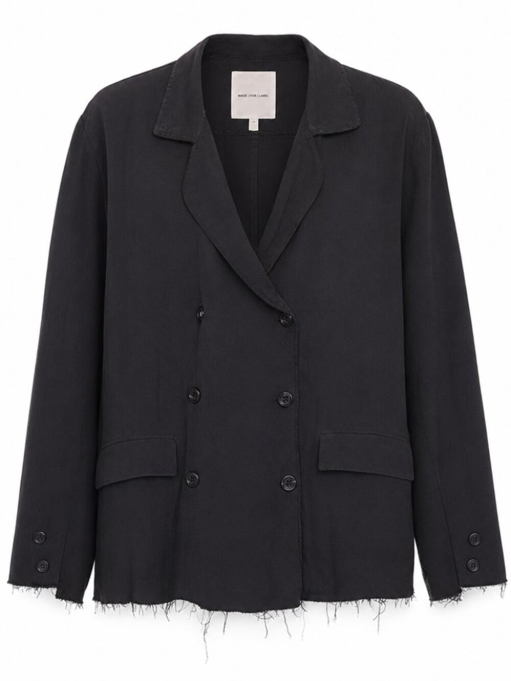 Avec Les Filles Black Witchy Double Breasted Mixed Fabric Blazer Medium